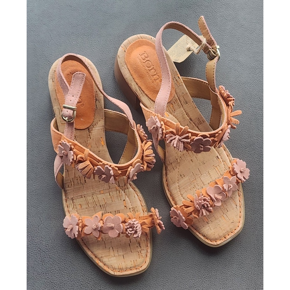 $130 Born Women's Springs Light Orange Slingback Leather Sandal  Size 10M